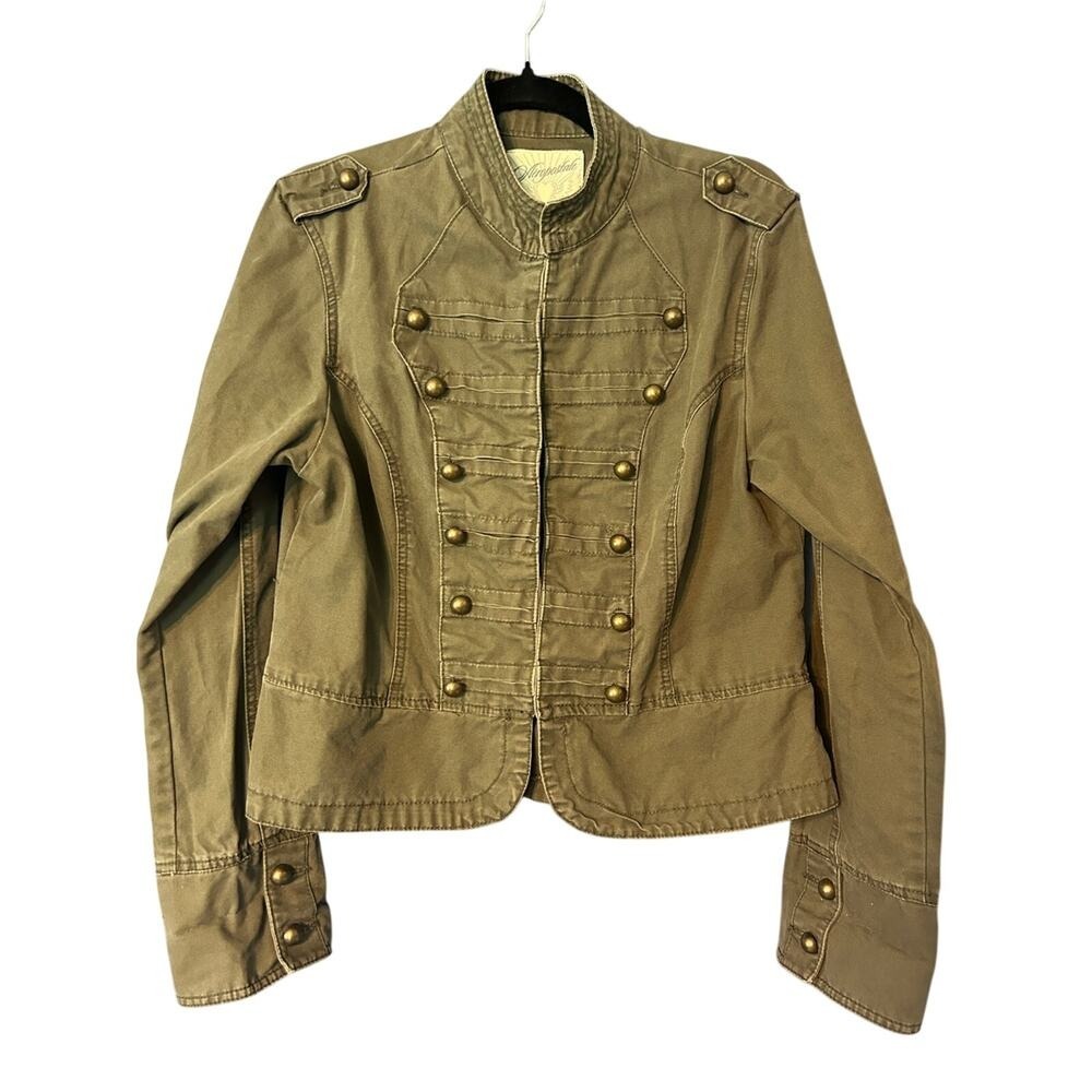 Vintage Aeropostale Military Utility Band Jacket Size XL Olive Green Style Y2K